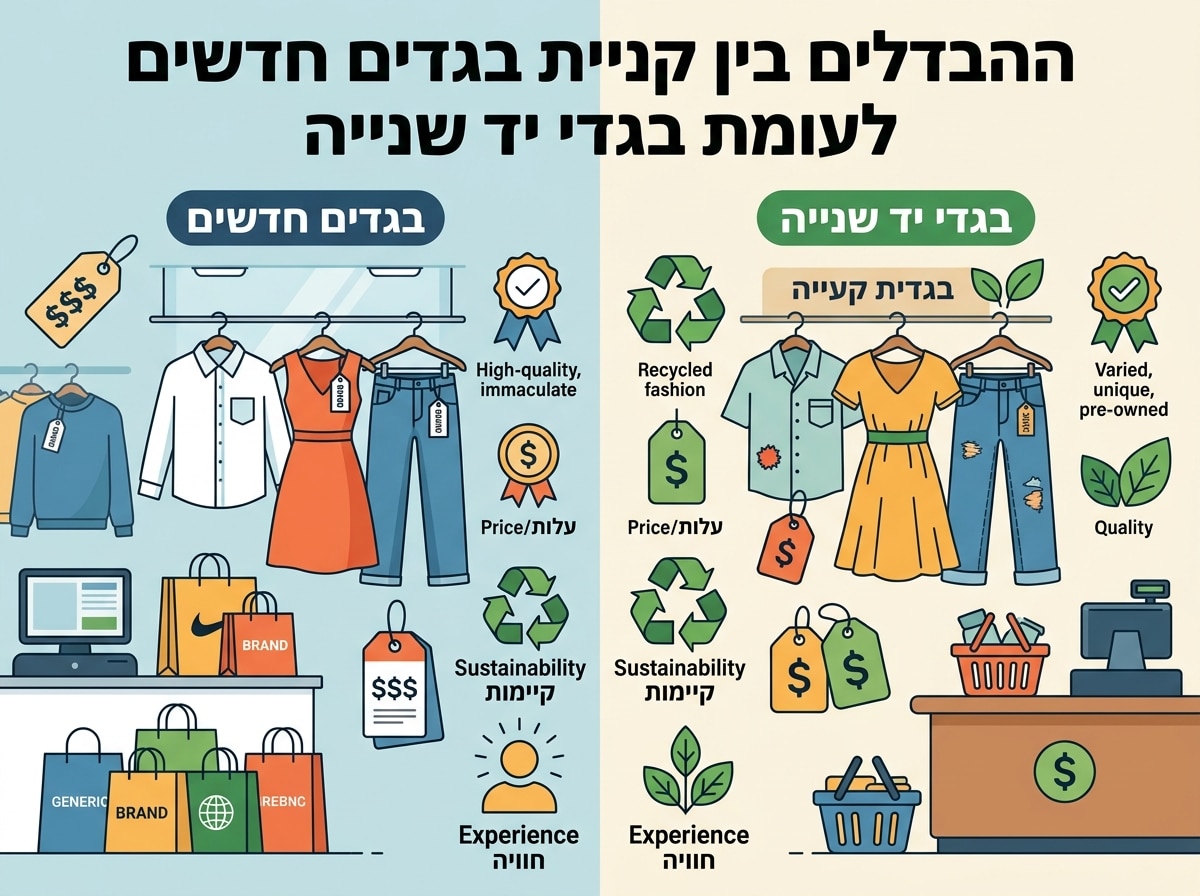 ההבדלים בין קניית בגדים חדשים לעומת בגדי יד שנייה